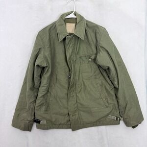 US Navy A2 Deck Jacket Mens M Green Full Zip Bomber Military